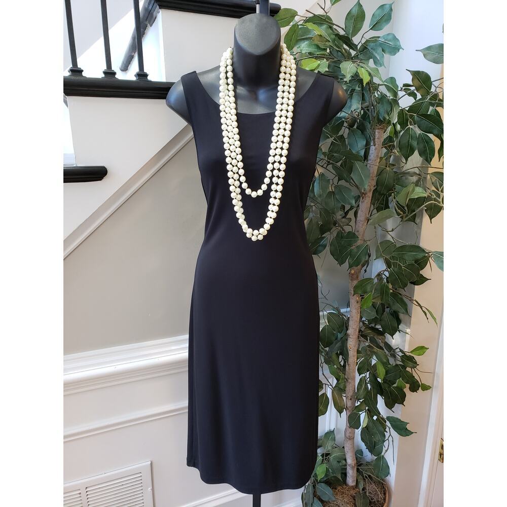 Lauren Ralph Lauren Shift Dress Womens Small Black Solid Sleeveless Round Neck